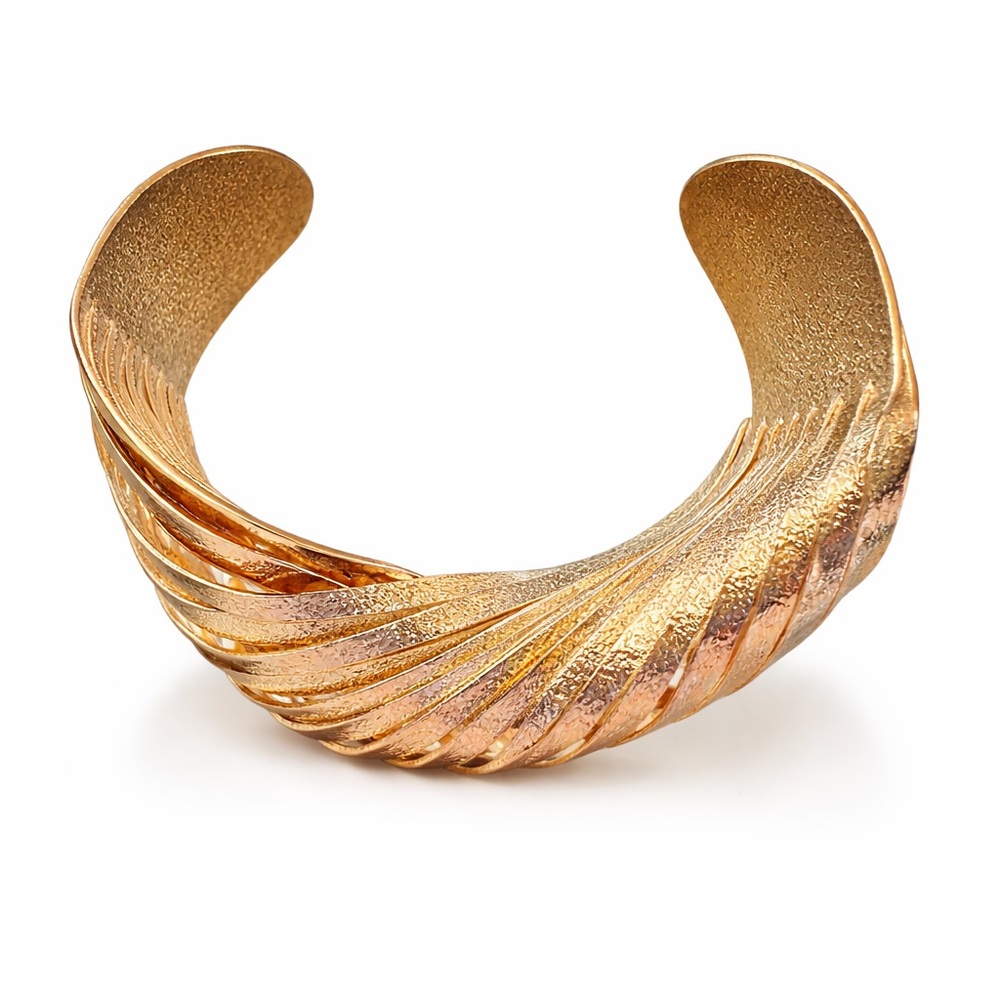 Gold Tone Twisted Cuff Bracelet – Statement Piece (New) - Picture 3 of 5